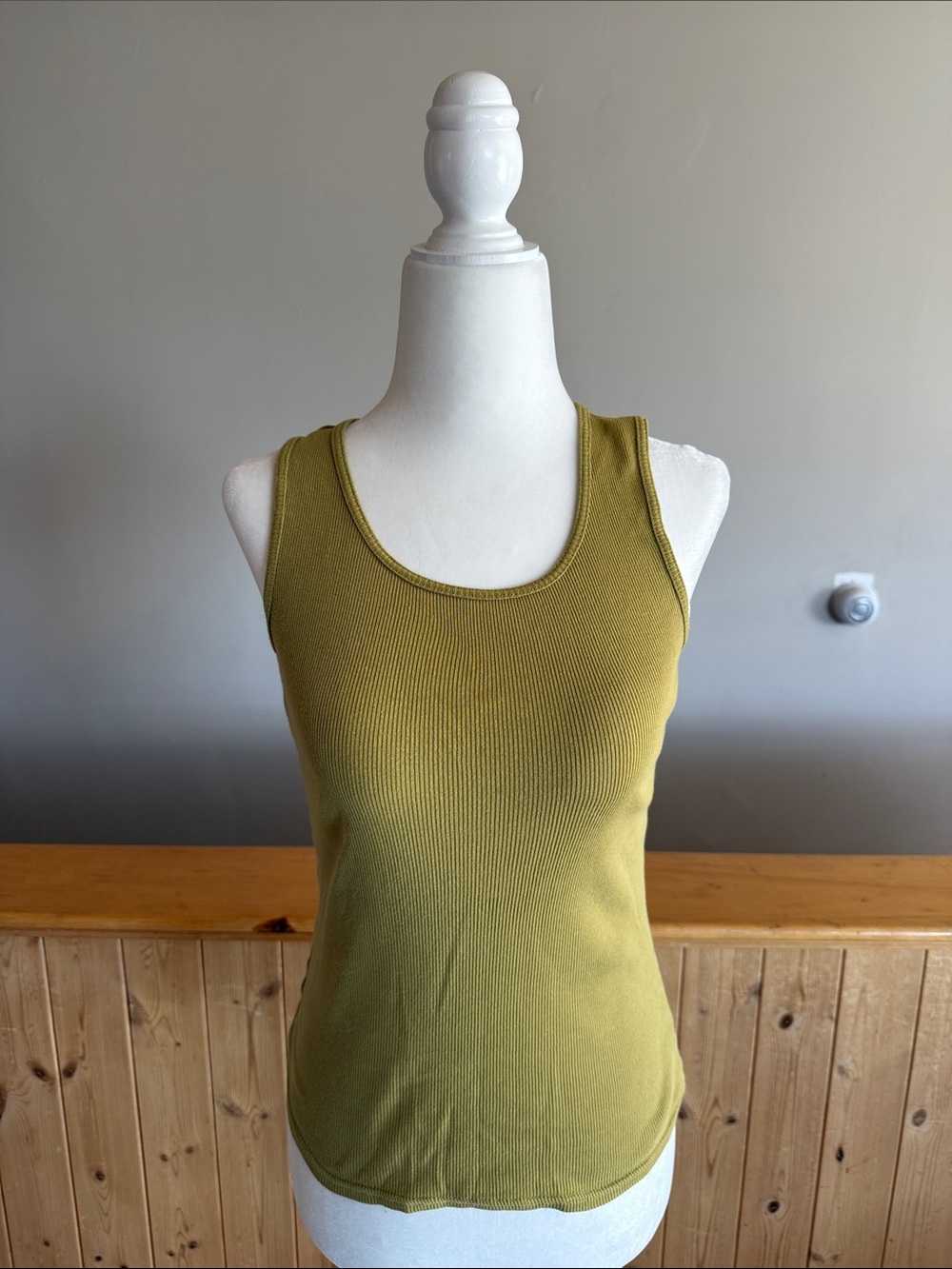 Rubbish Olive Ribbed Scoop Neck Tank
